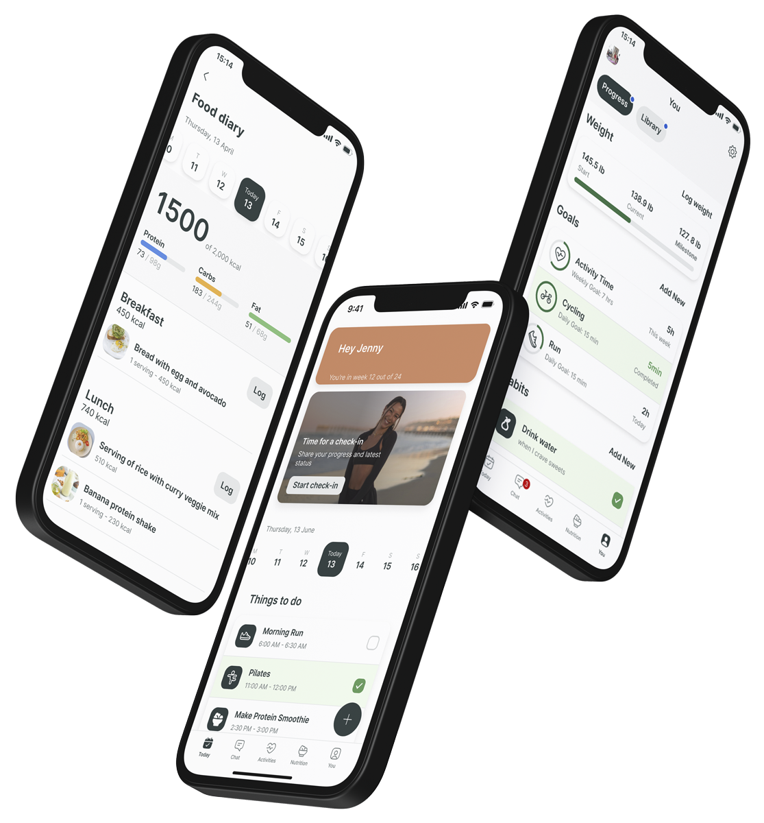 A mockup of the coaching app showcasing the features.